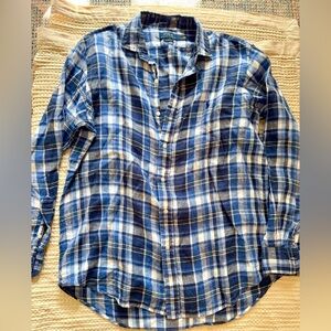 Ralph Lauren linen plaid blue shirt size L